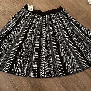NWT PHILOSOPHY Black and White Geometric Midi Skirt